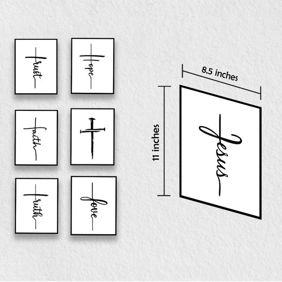 Inspirational Christian Wall Art Set of 7 prints Crosses of Jesus Christ 8.5x11 - Picture 2 of 3